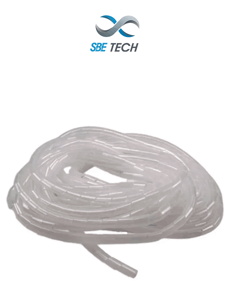 SBE TECH SBEESP12 - Organizador de cable en espiral blanco, 1/2", 10 metros, en rollo