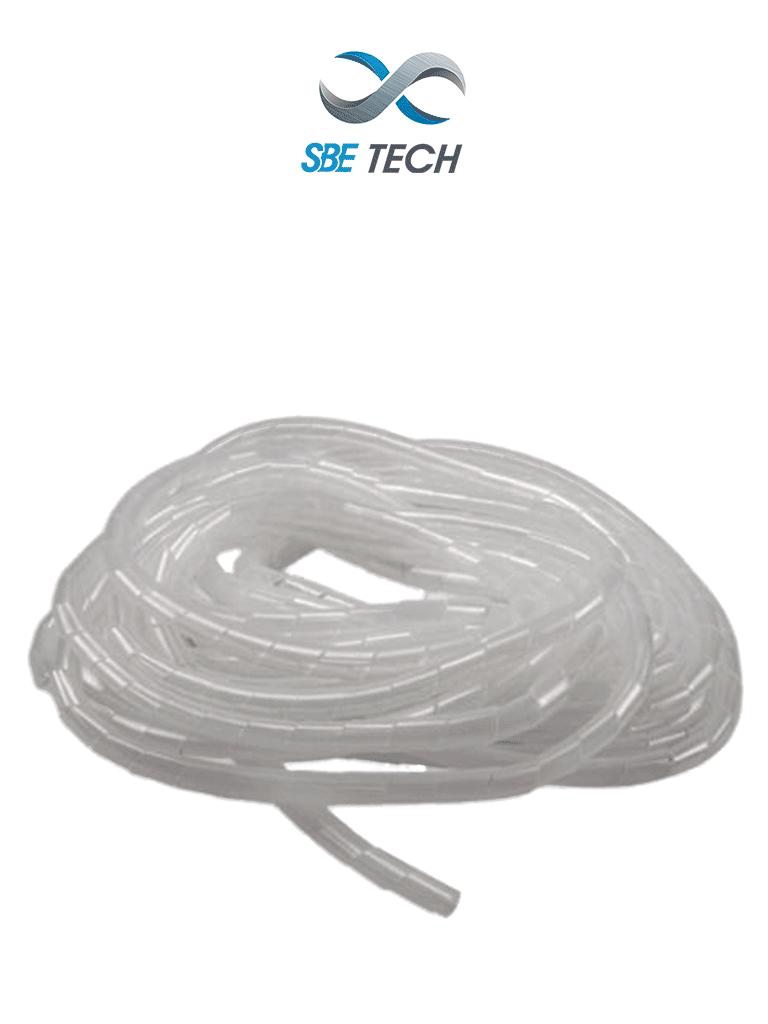 SBE TECH SBEESP6 - Organizador de cables espiral, blanco, 1/4", 10 metros, en rollo