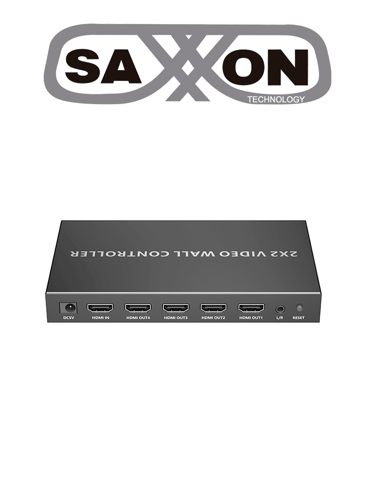 SAXXON LKV104VW- Controlador de Pantallas de 2 x 2/ Resolución 1080p a 60 Hz/ Distribuye 1 Entrada HDMI en 4 Pantallas/ Múltiples salidas de video/ 1 Salida de Audio/ Facil Instalación/