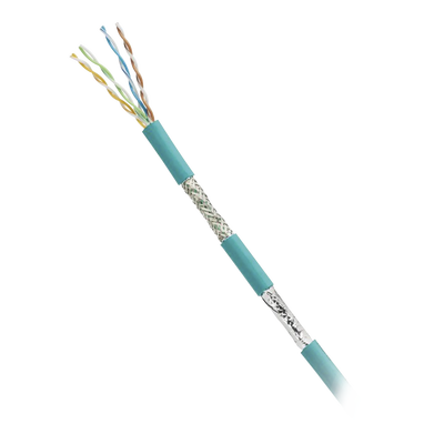 Imagen de Bobina de Cable Blindado SF/UTP Categoría 5e de 4 pares, Uso Industrial con Resistencia al Aceite y Rayos UV, Multifilar 24/7 (Flexible), Color Azul Cerceta, Bobina de 305m