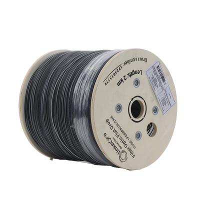 Imagen de Carrete de 2 km de Fibra Óptica Drop Plana, Interior/Exterior G.657A2 Monomodo de 2 hilos (bifibra), Dieléctrica, Forro Negro