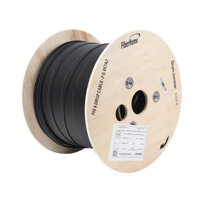 Imagen de Carrete de 1 km de Fibra Óptica Aérea Mini Figura 8 G.657A2 tipo Drop, Monomodo de 2 Hilos (bifibra), Color Negro, Span 80