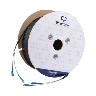 Imagen de Carrete de Fibra Óptica Monomodo con Conectores SC-SC Duplex, Reforzada con Kevlar, de 300 metros, Para instalaciones subterráneas por tubería