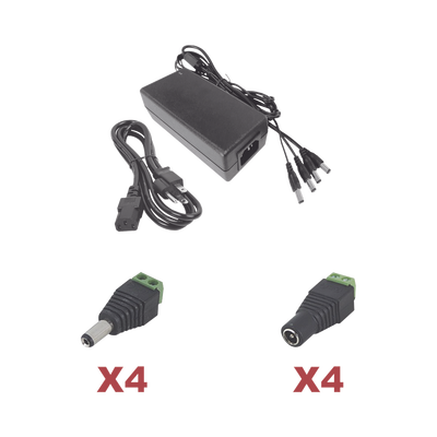 Imagen de Kit con fuente EPCOM POWER LINE con salida de 12 Vcc a 5 Amper con 4 salidas / Incluye conectores JR52 y JR53