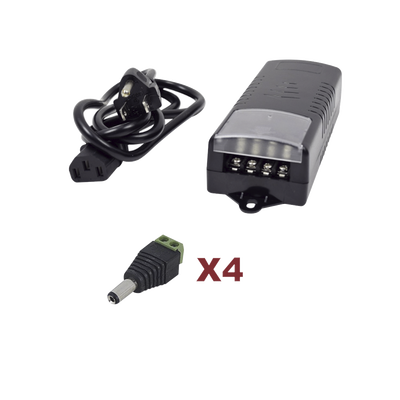 Imagen de Kit con fuente EPCOM con salida de 12 Vcc a 5 Amper con 4 salidas / Incluye conectores JR52