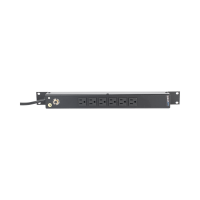 Imagen de Tomacorriente Horizontal (PDU) de 6 Contactos (NEMA 5-15R) Rack 19" 1UR. Voltaje Entrada/Salida: 120Vca/15A