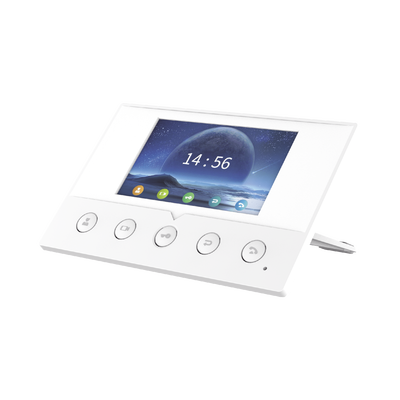 Imagen de Monitor IP/SIP para interior, Wi-Fi, pantalla a color de 4.3", audio de 2 vías, PoE, 8 interfaces de entrada de alarma.