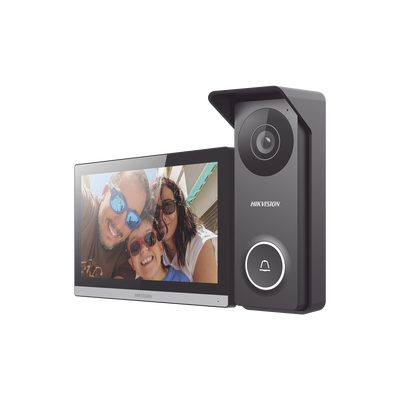 Imagen de Kit de Videoportero Hibrido TurboHD con Pantalla LCD touch de 7" Wi-Fi / Frente de Calle para Exterior Metalico / 720p (1 Megapíxel )117° de Visión (Gran Angular) / Llamada a App Hik-Connect