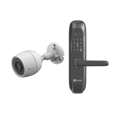 Imagen de Kit de Cerradura Inteligente con Cámara IP Wi-Fi modelo CS-H3C / Apertura Remota desde la App / Códigos Temporales Para Visitantes / Lectura de Huella / Lectura de Tag / Contraseña /  Botón para Timbrar / Alarma Anti-intrusion