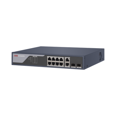 Imagen de Switch PoE+ / Administrable / Uso en Rack / 8 Puertos 10/100 PoE+ /  2 Puertos 1000 Mbps Uplink  / 2 Puertos SFP / Configuración Remota desde Hik-PartnerPro / Modo Extendido hasta 300 Metros / 125 W