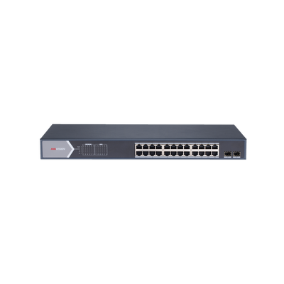Imagen de Switch Gigabit PoE+ / Administrable / 24 Puertos 1000 Mbps PoE+ / 2 Puertos SFP / Configuración Remota desde Hik-PartnerPro / PoE Extendido 250 Metros / 370 Watts