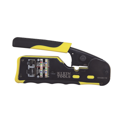 Imagen de Ponchadora/Pelacables/Cortacables con Matraca para Conectores Pass-Thru RJ45 y Conectores Estándar RJ11/RJ12.