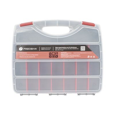 Imagen de Caja Organizadora con 21 Divisiones Fabricada en Plástico de Alta Resistencia de 38x31x7 cm.