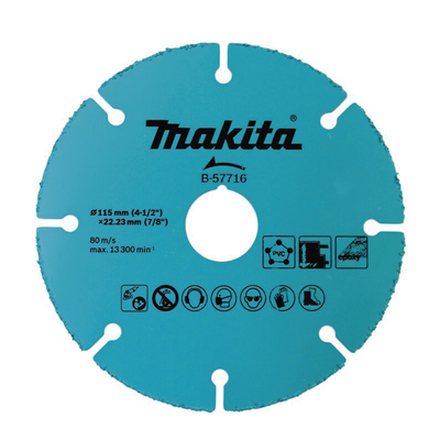 Imagen de Disco de carburo de tugsteno 4 1/2" multi-material para esmeriladora, Ideal para Yeso y Epóxicos.