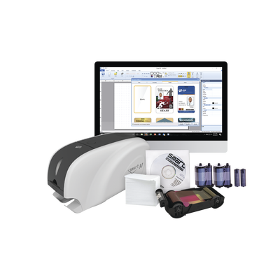 Imagen de Kit Impresora tarjetas PVC /Doble Cara /incluye: 2 x Ribbon, 100 Tarjetas PVC, Software, Kit Limpieza