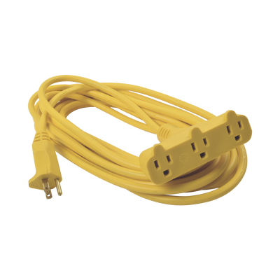 Imagen de Extensión Eléctrica Tipo Abanico Uso Rudo 8 metros/ 127 V CA - 10 A Máximo / Color Amarilla.