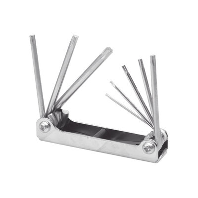 Imagen de Juego de 8 llaves hexagonales Torx® tipo navaja, estuche metálico.