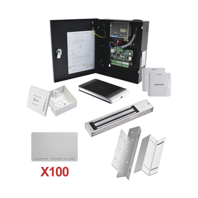 Imagen de Kit de Control de Acceso con TARJETA para 1 Puerta con lector de Entrada y Salida  / TODO INCLUIDO / Software IVMS4200 incluido