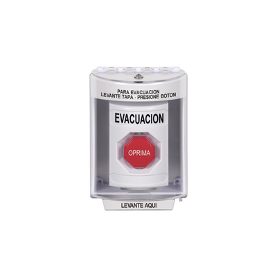 Imagen de Botón de Evacuación, Cubierta de Policarbonato Súper Resistente de Superficie con Espaciador, Restablecimiento con Llave, Con Bocina de Advertencia