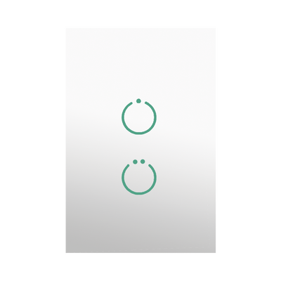 Imagen de (ZWAVE) Interruptor On/Off panel táctil touch inalámbrico Zwave Plus 2 botones. No requiere cable neutro, Compatible con Hubitat HC8, Álula  M2M, otros