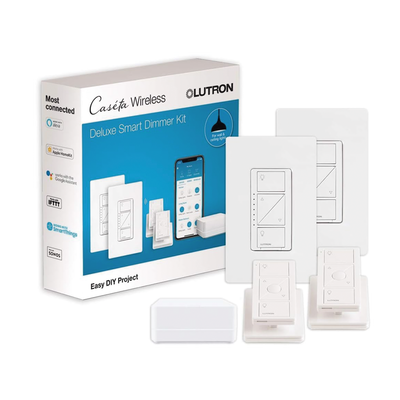 Imagen de (Caseta Wireless) Kit Hub controlador, 2 atenuadores, 2 controles remotos, 2 base mesa y 2 tapas.