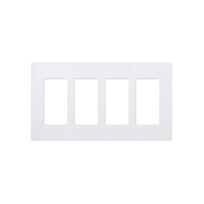 Imagen de Placa de pared 4 espacios, color blanco, para atenuador (dimmer), switch ó control remoto PICO inalámbrico