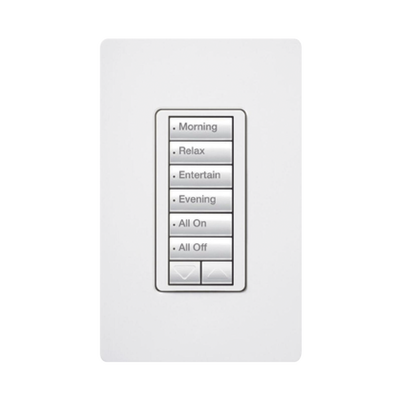 Imagen de (RadioRA2) Teclado Seetouch Hibrido 6 botones, 2 botones subir/bajar, programe escenas diferentes en cada botón,puede instalarse en un interruptor de luz.