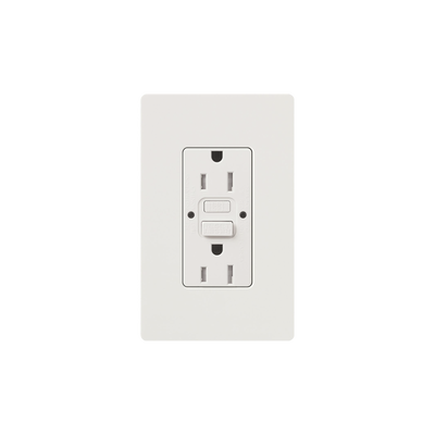Imagen de Tomacorriente 125V 15A resistente a manipulaciones, color blanco.