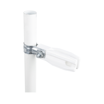 Imagen de Aislador de paso o esquina de color BLANCO con abrazadera incluida de 1 Pulgada para uso en poste cerco eléctrico