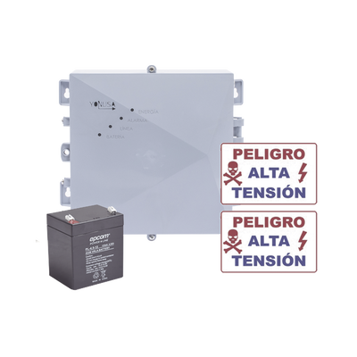 Imagen de KIT de Energizador de 12,000Volts-.9JOULES/2500 mts lineales de proteccion/Activado por Atenuación de voltaje,Corte de línea o Aterrizamiento de la línea/Integración a panel de Alarma.