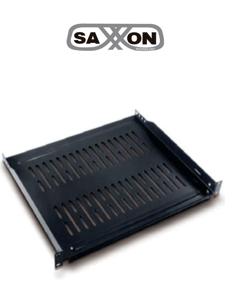 SAXXON 70140204-  Charola ventilada para monitor, 19" (48.26 cm) ancho x 14" (35.56 cm) profundidad, 2 UR, soporta 22 kg, acero.