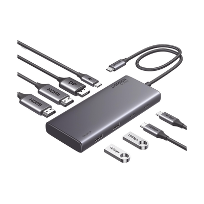 Imagen de HUB USB-C (Docking Revodok 308) 8 en 1 | 2 Puertos HDMI 4K@60Hz | 1 Puerto DisplayPort 4K@60Hz 2 USB-A 10Gbps) | 2 USB-C (10Gbps) | USB-C PD Carga 100W | Chip de Ultima Generacion | Carcasa de Aluminio.