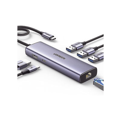 Imagen de HUB USB-C (Docking Revodok) 6 en 1 | 3 Puertos USB-A 3.0 (5 Gbps) | USB-C PD 100W | HDMI 4K@30Hz | Entrada 1 RJ45 (Gigabit Ethernet) | Chip de Última Generación | Potente Disipación de Calor |  Caja de Aluminio.