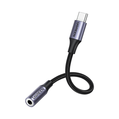 Imagen de Adaptador USB Tipo C a Jack 3.5mm | Cable de 10 cm | Soporta CTIA/OMTI | HiFi | Plug & Play | Funda Anti Torceduras | Carcasa de Aluminio | Nylon Trenzado | Llama, Escucha Música y Controla.