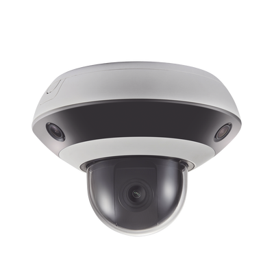 Imagen de Mini Domo PanoVu 2 Megapixel / 1 PTZ 4X Zoom + 3 Lentes Panorámicos 360° / H.265 / 10 mts IR / Uso en Interior / PoE+ / dWDR / Micro SD