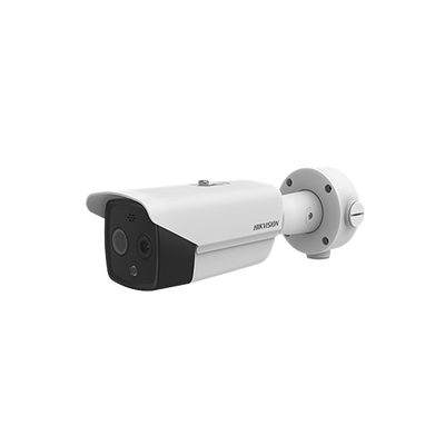 Imagen de Bala IP Dual / Térmica 9.7 mm (160 x 120) / Óptico 8 mm (4 Megapixel) / Detección de Personas 285 Mts / 40 mts IR / Exterior IP67 / PoE / Termométrica / Detección de Temperatura (Fuego) / Sirena y Luz / Micro SD 32 GB In