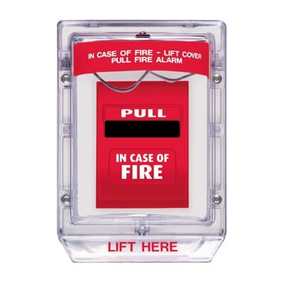 Imagen de Cubierta Protectora Serie Stopper II® De Policarbonato Super Resistente, Montaje Empotrado, Texto En Inglés, Sin Bocina