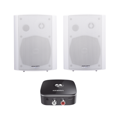 Imagen de Kit  Altavoces + Modulo Receptor BT | Montaje en Pared | 2x20W RMS | Material ABS y Reja Metálica | Bracket de Metal | Color Blanco