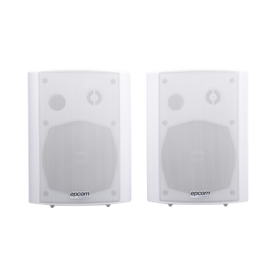 Imagen de Altavoces Amplificada de Montaje en Pared 5"+1.5" | RMS 20W@8ohms y Pasivo 20W | Material ABS | Reja Metálica | Bracket de Metal | Color Blanco