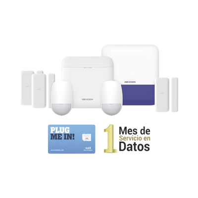 Imagen de (AX PRO) KIT de Alarma AX PRO con GSM (3G/4G) / Incluye: 1 Hub / 2 Sensores PIR / 3 Contactos Magnéticos mini / 1 Control Remoto / 1 Sirena Inalambrica Exterior  / 1 WiFi / 1 MICROSIM30M2M con 1 mes de servicio/Compatible con Hik-Connect P2P