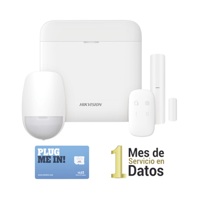 Imagen de (AX PRO) KIT de Alarma AX PRO con GSM (3G/4G) / Incluye: 1 Hub con bateria de respaldo / 1 Sensor PIR / 1 Contacto Magnético / 1 Control Remoto /1 MICROSIM30M2M incluye 1 mes de servicio/ Wi-Fi / Compatible con Hik-Connect P2P