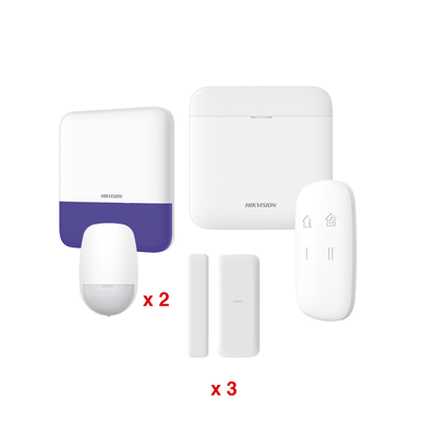 Imagen de (AX PRO) KIT de Alarma AX PRO / Incluye: 1 Hub con batería de respaldo / 2 Sensores PIR / 3 Contactos Magnéticos mini / 1 Control Remoto / 1 Sirena Inalambrica Exterior  / WiFi / Compatible con Hik-Connect P2P