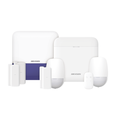 Imagen de (AX PRO) KIT de Alarma AX PRO con GSM (3G/4G) / Incluye: 1 Hub con bateria de respaldo / 2 Sensores PIR / 3 Contactos Magnéticos mini / 1 Control Remoto / 1 Sirena Inalambrica Exterior  / WiFi / Compatible con Hik-Connect P2P