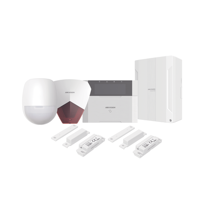 Imagen de KIT Panel de Alarma HYBRID PRO / 1 Panel Híbrido / 1 Teclado LCD / 1 PIR / 2 Contactos Magnéticos / 1 Sirena Roja