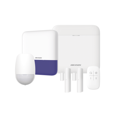 Imagen de (AX PRO) KIT de Alarma AX PRO / Incluye: 1 Hub con bateria de respaldo / 1 Sensores PIR / 2 Contactos Magnéticos / 1 Control Remoto / 1 Sirena Inalambrica Exterior / WiFi / Compatible con Hik-Connect P2P