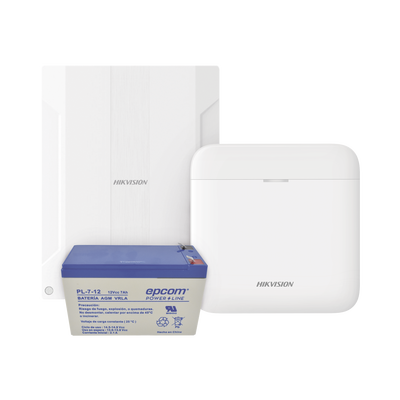 Imagen de (AXPRO) KIT  de alarma AX PRO conversión de zonas cableadas a inalámbricas / Incluye: 1 Hub con Batería de respaldo/ 1 Expansor de 16 zonas cableadas / 1 Batería de respaldo 12Vcc a 7 Amp/ Compatible con Hik-Connect P2P