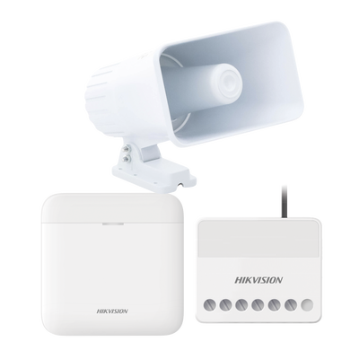 Imagen de (AXPRO) KIT de alarma AX PRO con sirena cableada 30W / Incluye: 1 Hub con Batería de respaldo / 1 Sirena Cableada de 30 Watts IP65 / 1 Relevador Inalámbrico 0 a 36 VCC / Compatible con Hik-Connect P2P