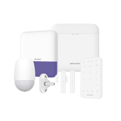 Imagen de (AX PRO) KIT de Alarma AX PRO / Incluye: 1 Hub con bateria de respaldo / 1 Sensores PIR / 1 Montaje Universal para PIR / 2 Contactos Magnéticos / 1 Teclado / 1 Sirena Inalambrica Exterior / WiFi / Compatible con Hik-Connect P2P