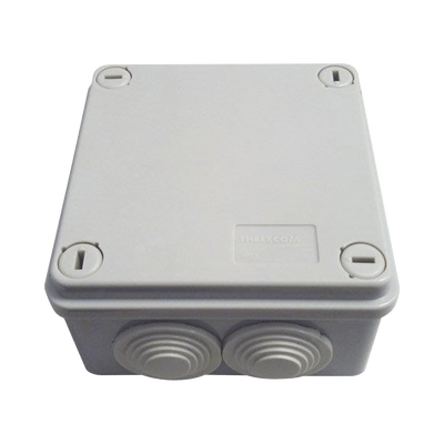 Imagen de Caja tipo estanca IP55, con 6 entradas, tapa y tornillo de vuelta de 1/4, 100 X 100 X 50 mm, color gris