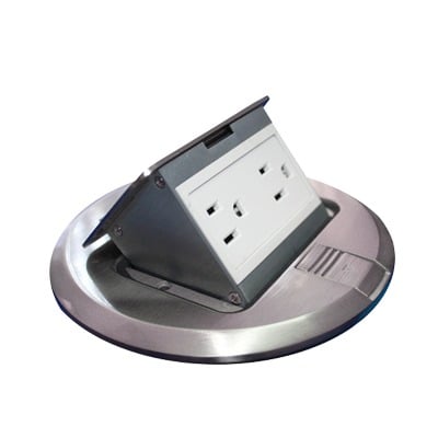 Imagen de Mini caja de piso redonda acero inoxidable (2 contactos) (11000-12201)